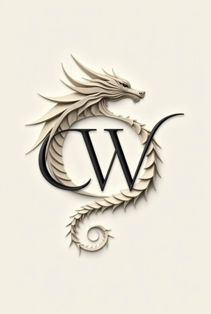 Create a logo using the letters "CW" and add an origami dragon 