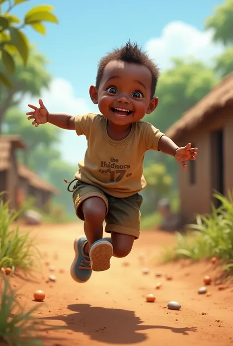 Poor African kid playing and smiling