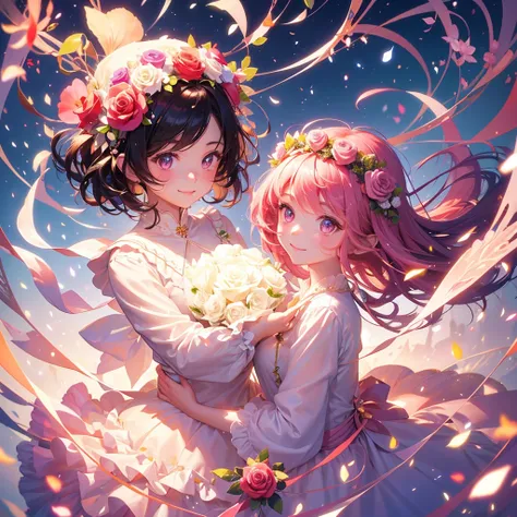 High resolution、high resolution、Rose flower person、Rose Fairy、Rose Costume、Surrounded by roses、A gentle gaze、A kind smile