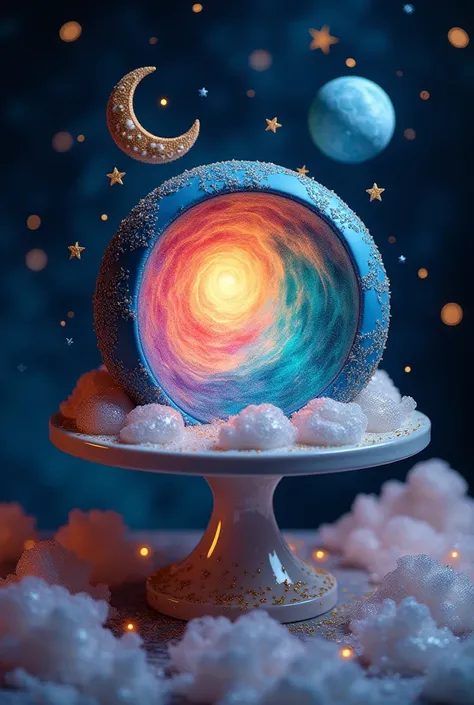 make an gender reveal cake that is celestial themed