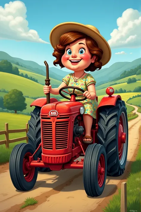 Mamie sur tracteur Lanz bulldog cartoon