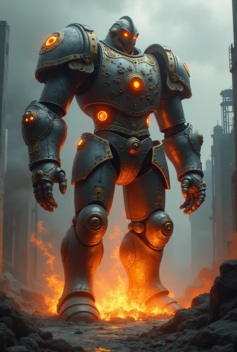 Living Roman Armor Style Iron Golem with Human Sized Fire Furnace 