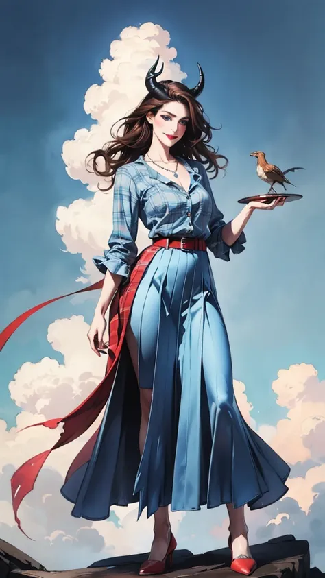 (8K, photo and gross, Best quality</input></xml>, maestro:1.2), (realistic, fotorrealistic:1.37), ultra detailed, 1 girl, beautiful, alone, beautiful detailed blue sky with fluffy clouds, (blush), (full body: 1.1), (smile: 1.1), big breasts, beautiful and ...