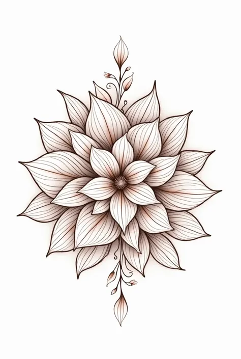 Mandala design with flowers for a feminine fine line tattoo 