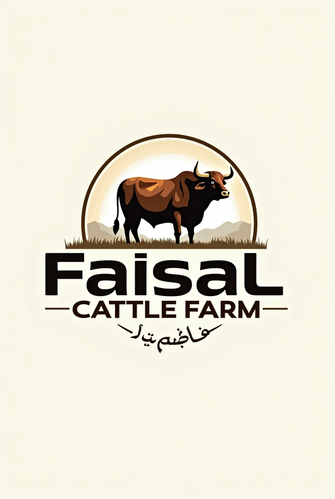 Make a logo for catle farm name with Faisal catle farm and add fathjangi bulls