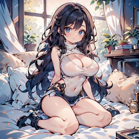 full body Waifu beautiful detailed eyes, beautiful detailed lips, extremely detailed eyes and face, longeyelashes, 1girl, sensual, young woman, sexy medium / large breasts, beautiful feminine face, nice sexy thighs, slim, sexy, erotic, beautiful clothes, p...