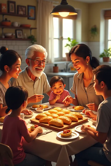 Family eating empanadas