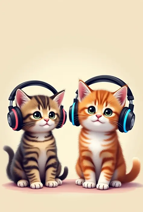 Kittens wearing headphones 