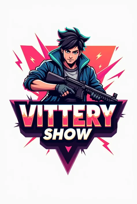 Logo with a free fire avatar with the name VITTERY SHOW 