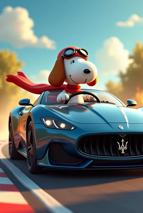 Snoopy，maserati sports car