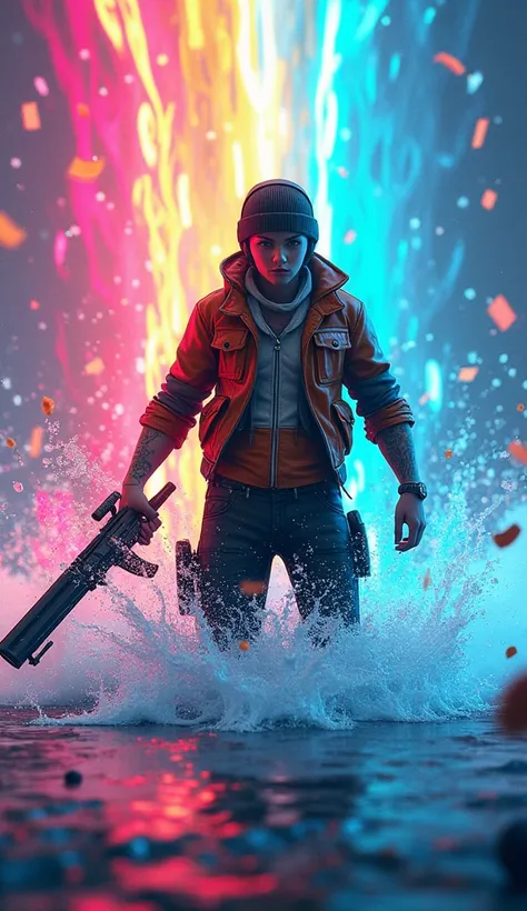 Freefire unique pic with colourful water 