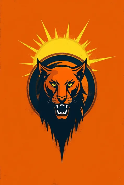 orange land country flag with orange background color. the rise of the sun depicts the rising morale of the people or orange land. the supremacy symbol depicts their supremacy in all sectors and the panther head in a circle depicts their aggressiveness for...