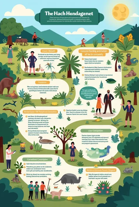 Make me a infographic about modality of raising awareness of the different strategies and practices to preserve the ecosystem biodiversity