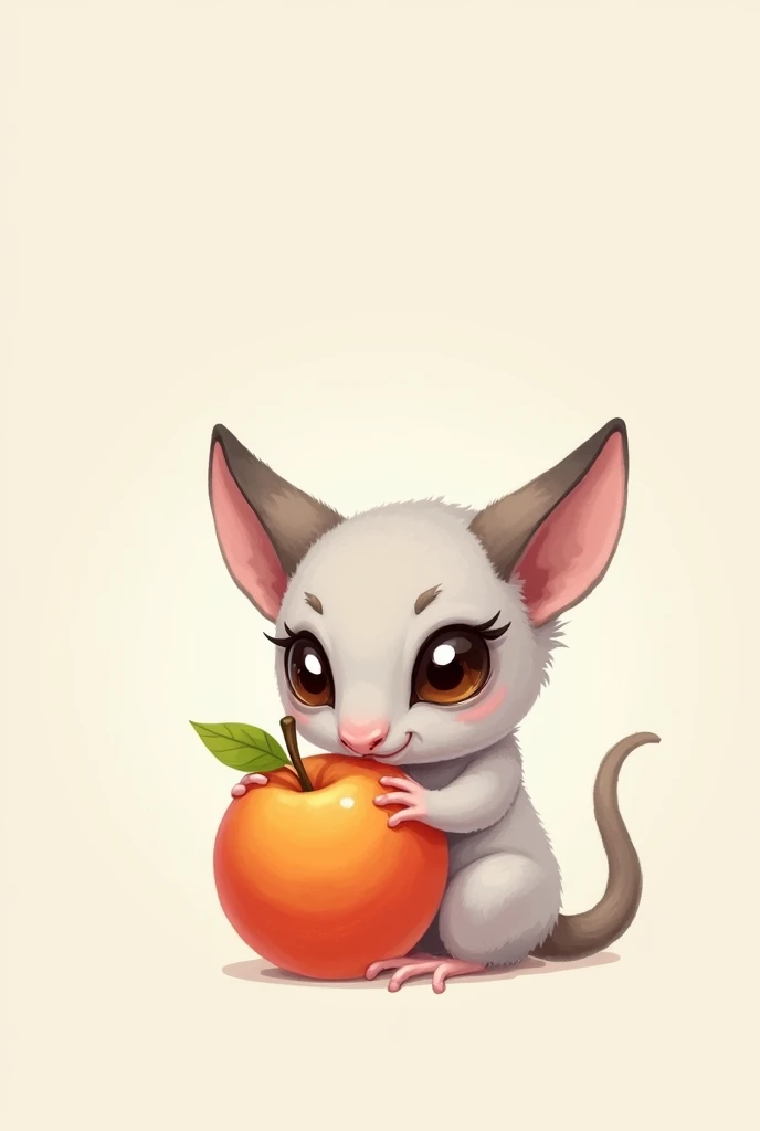 Draw a white sugar glider holding a fruit.