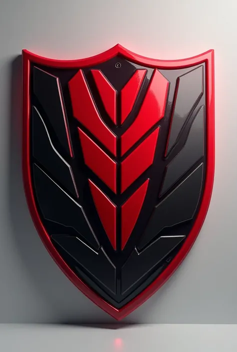 Create a team shield for me with transparent cover with red and black colors 
