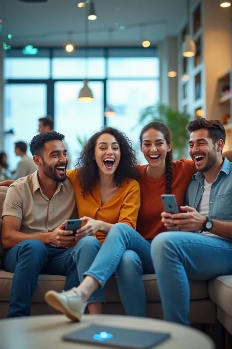 WI-FI internet advertisement happy people playing