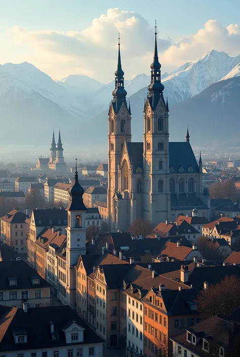 Skyline of La Chaux-de-Fonds in Switzerland