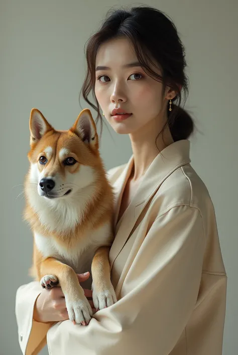 A South Korean actress and a  by her side