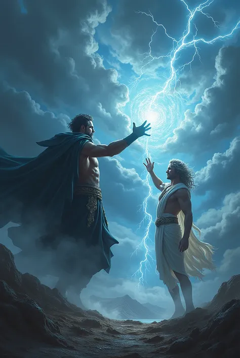 Hades and Zeus fighting in the sky