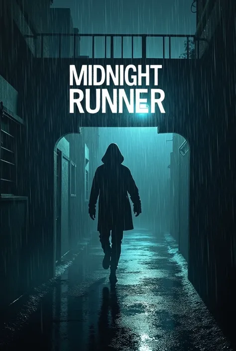 Create a rectangle where in the middle it says Midnight Runner and around the letters it puts rain 