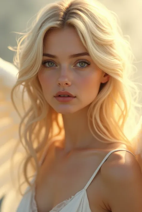 A blonde woman with an angel&#39;s face 