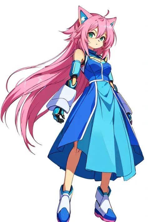 drawing of a cartoon character with a pink hair and a blue dress, sonic oc, cel shaded!!!, inspired by Leiko Ikemura, cel shaded:15, ( ( character concept art ) ), cel shaded anime, anime robotic mixed with organic, anime girl of the future, cel - shaded a...