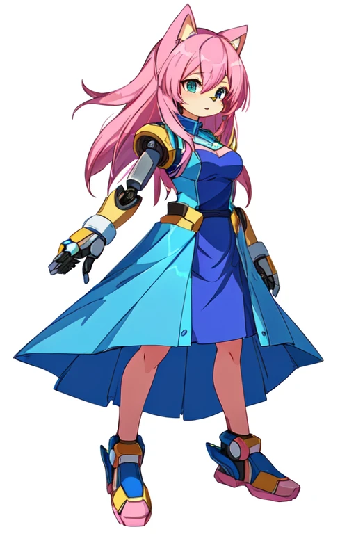 drawing of a cartoon character with a pink hair and a blue dress, sonic oc, cel shaded!!!, inspired by Leiko Ikemura, cel shaded:15, ( ( character concept art ) ), cel shaded anime, anime robotic mixed with organic, anime girl of the future, cel - shaded a...