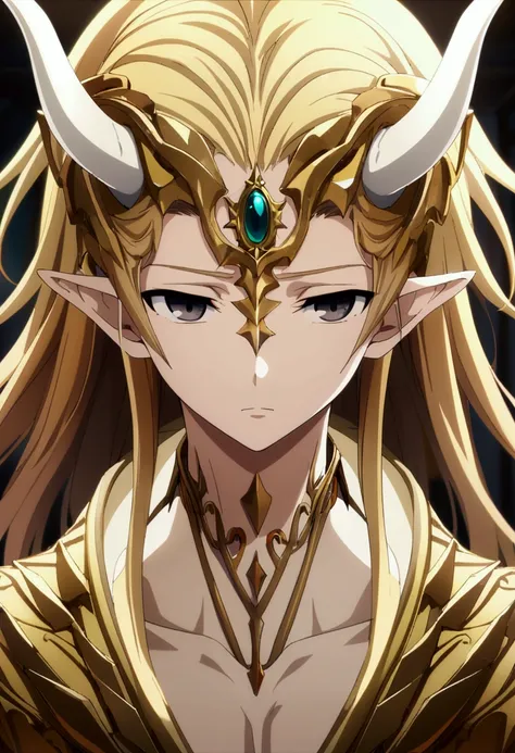 1boy,male,long gold hair,black eyes with gold irisboy, white horned,dragon human form, CG, screenshot, teenage