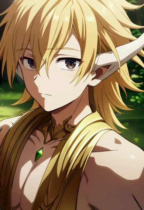 1boy,male,long gold hair,black eyes with gold irisboy, white horned,dragon human form, CG, screenshot, teenage