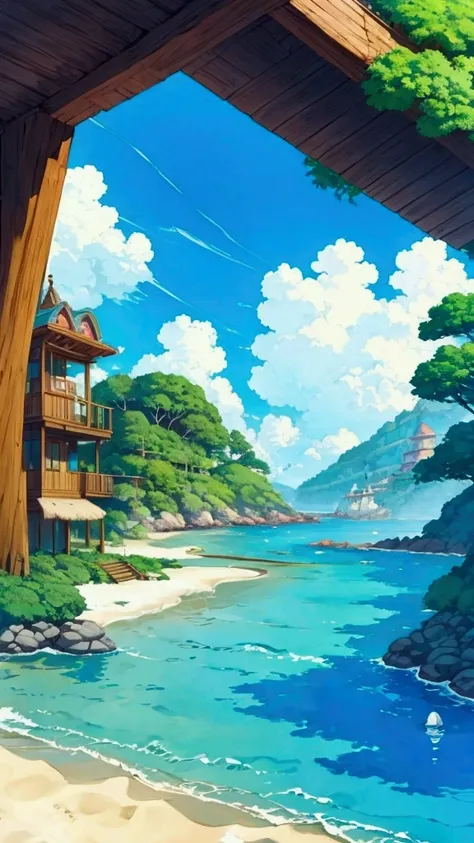 ghibli style,beach