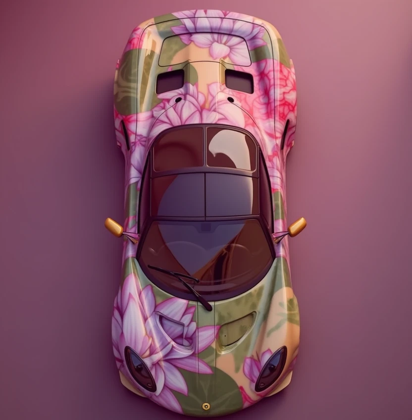 Automotive Photography, Elise, Lotus flower car wrapping, Lotus, shot from above