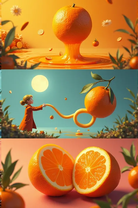 Imagery Associated with the Three Laws
Scene: A collage of images representing Newtons three laws of attraction.
 * Inertia of zest: A close-up of an orange zest, curled into a perfect spiral.
 * Squeezing orange peel on someone: A cartoon image of a perso...