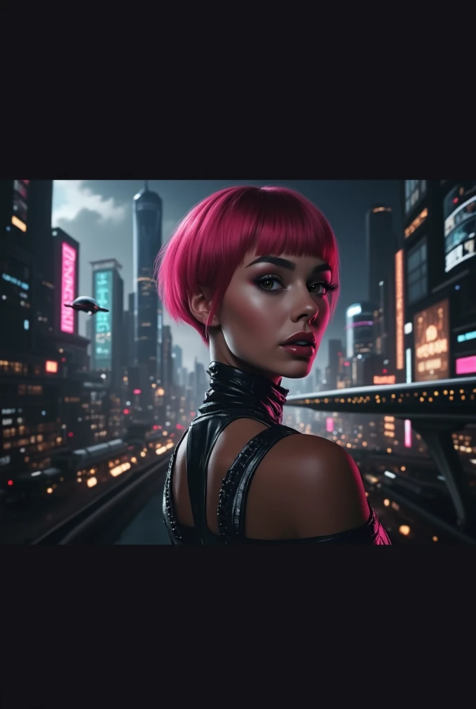 masterpiece, best quality, 1girl, city, detailed cityscape, futuristic architecture, glass skyscrapers, modern buildings, clean lines, neon lights, floating car, hover train, flying drones, beautiful detailed eyes, beautiful detailed lips, extremely detail...