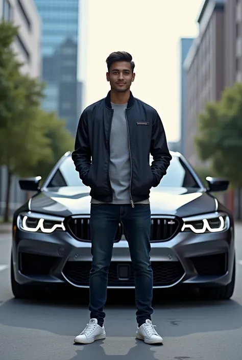 Me devang standing infront of a bmw m5
