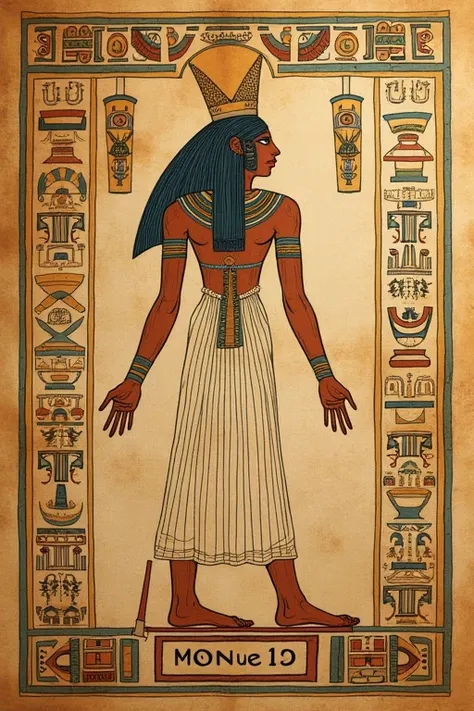 Egyptian drawing, papyrus, cartridge with the name "manuela"