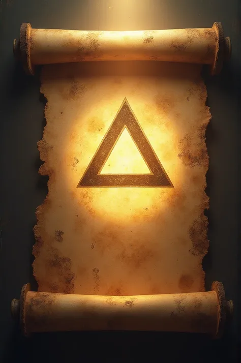 An ancient-looking scroll with the Illuminati symbol in the middle, being dramatically unrolled with glowing light emanating from the symbol, as if revealing a hidden secret.