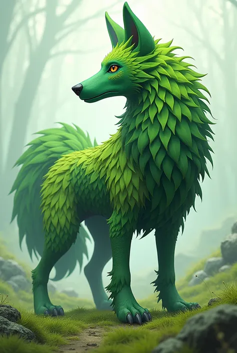 Create a grass-type Pokémon based on an Irish wolfhound and its evolutions. The first evolution will be a puppy and the last an adult dog and will have the grass-steel type. 