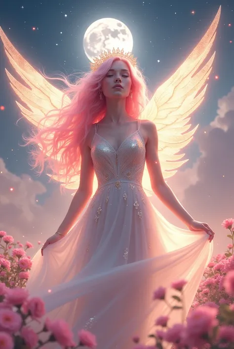 Sparkling　Power　Angel　girl　Home　flower　Pink God　universe　moon　goddess