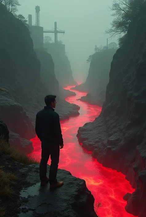 rivers with the color red with people full of fear because of it
