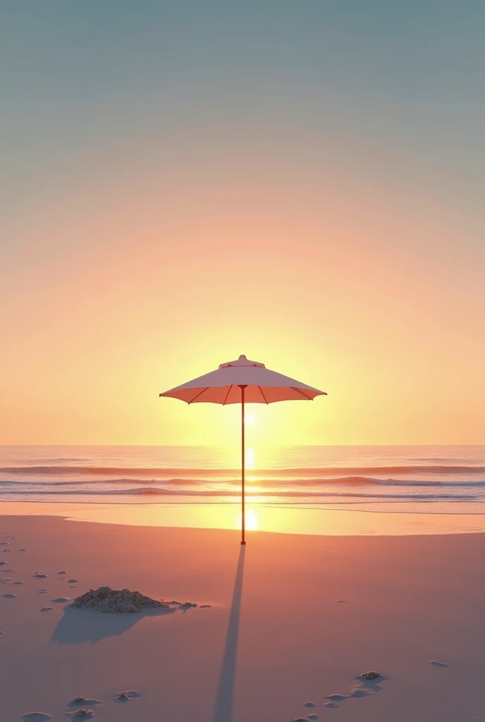 In a beach stand a umbrella lonely at sunrise 