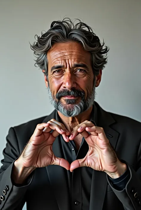 Create a photo of Pablo Marçal making a heart with his hands 