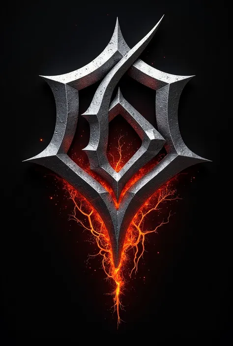 Monogram logo for heavy metal band with name DELIRIUM all letters in one and dark silver with lava below
