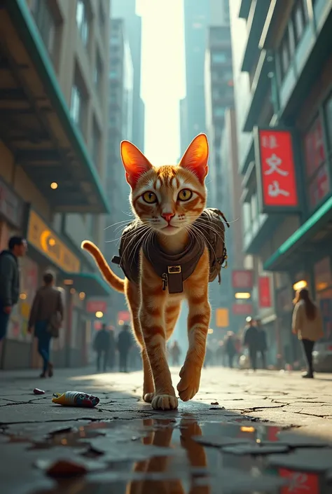 Make a cat walk in the big city