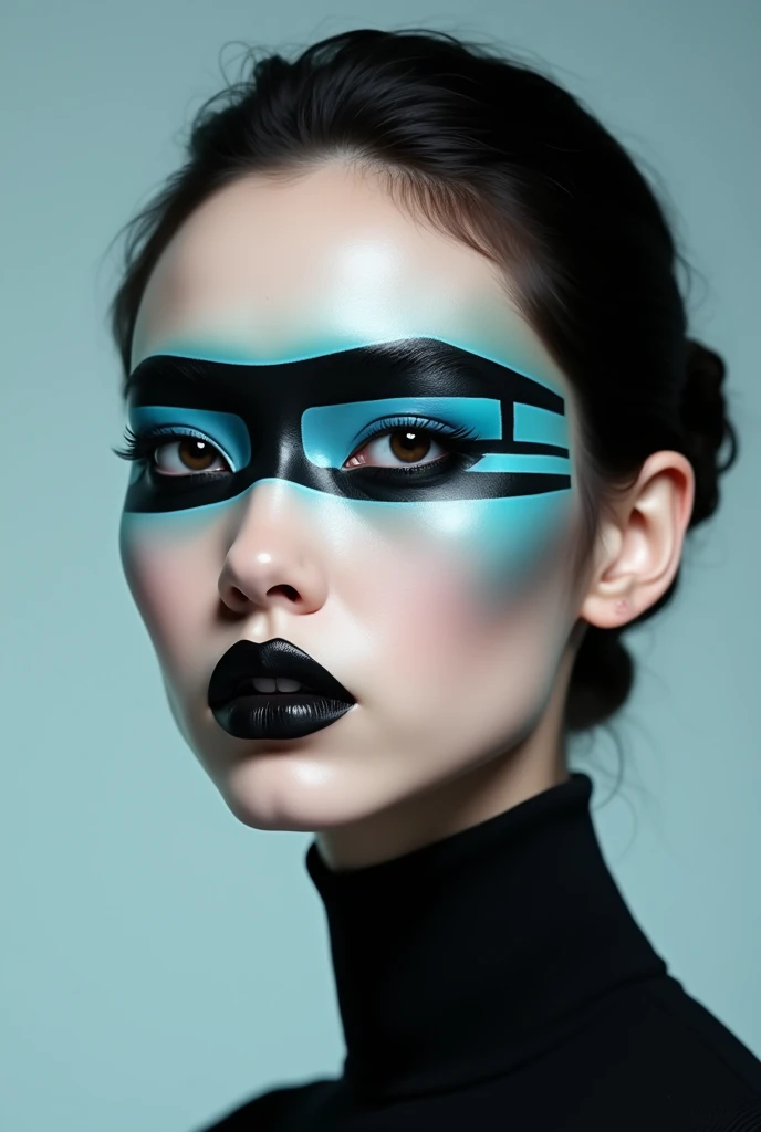 Basic and realistic black and cyan makeup