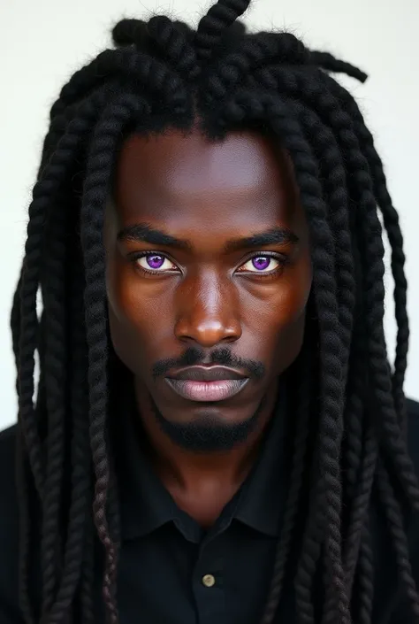 Violet eyes, black hairo, by the wide, hair in dreadlocks, male, white background.