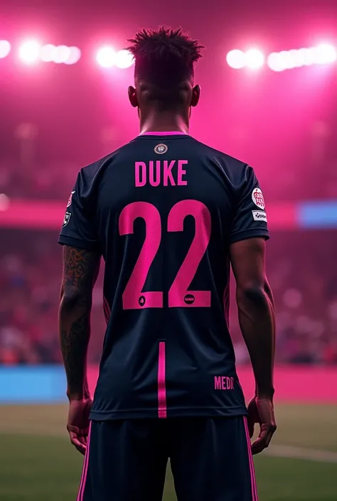 Black and pink Inter Miami shirt with the last name Duke and the number 22