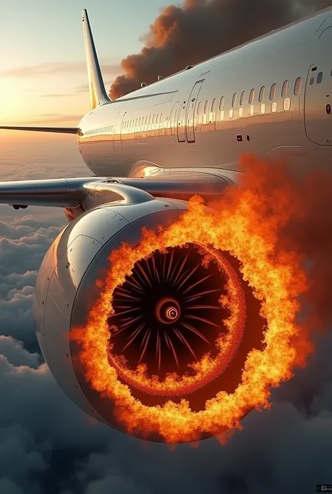 The plane engine is on fire
