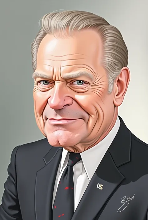 Dump Gerald Ford (U.S president) caricature, three quarter view face.
