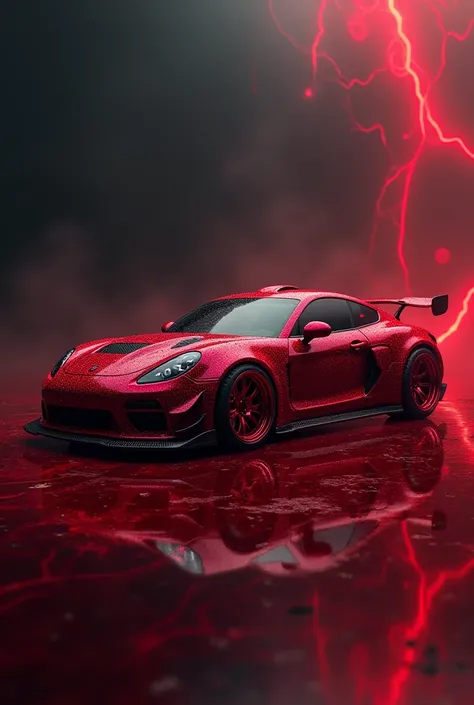 Create a Bloody Sports Car complete with diamond rims and red effects, Wallpaper 