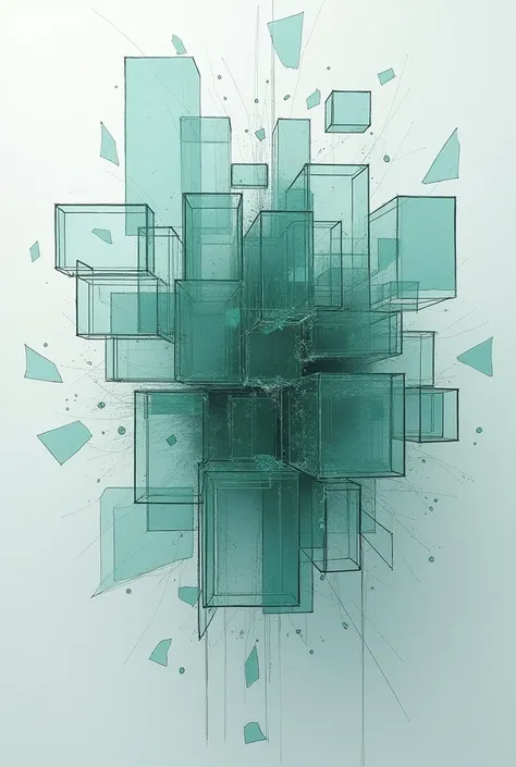 Conceptual desing, plan view, Irregular blocks that simulate broken glass fragments rebuilded, abstract concept